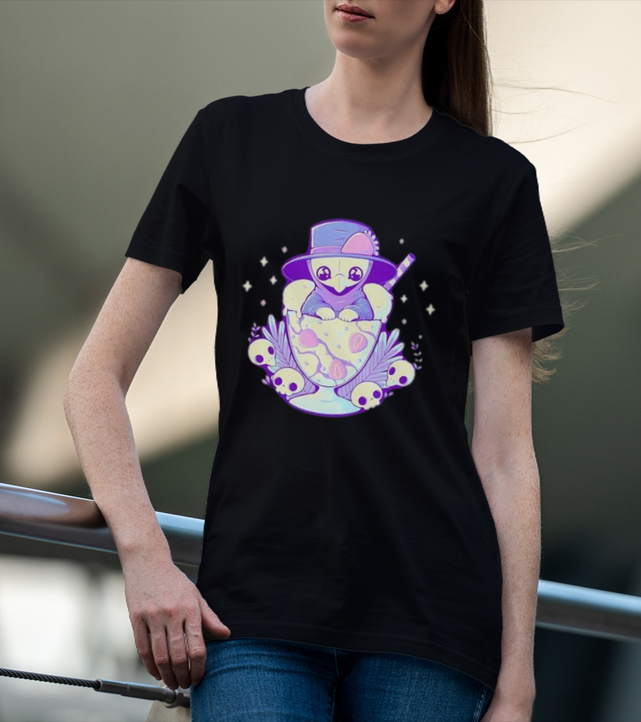 Cute Plague Doctor Ice Cream Delight With Skulls And Stars T-Shirt