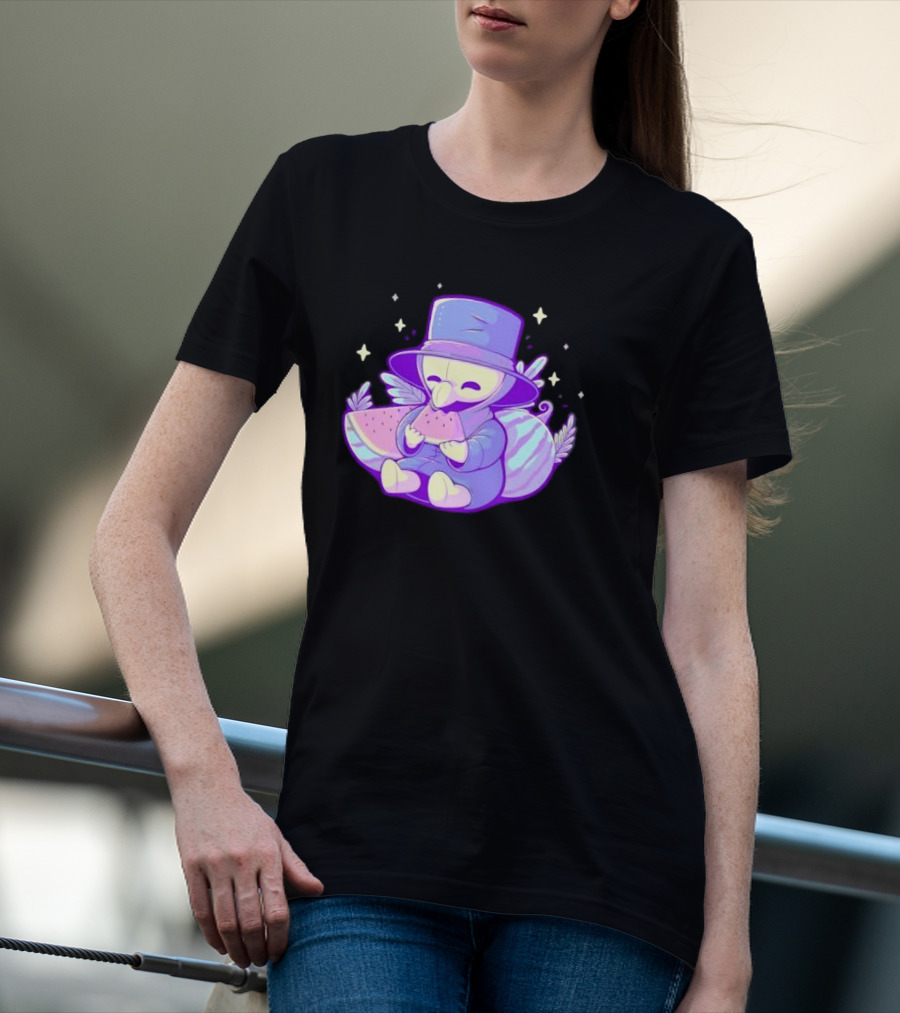Plague Doctor Eating Watermelon Cute Kawaii T-Shirt