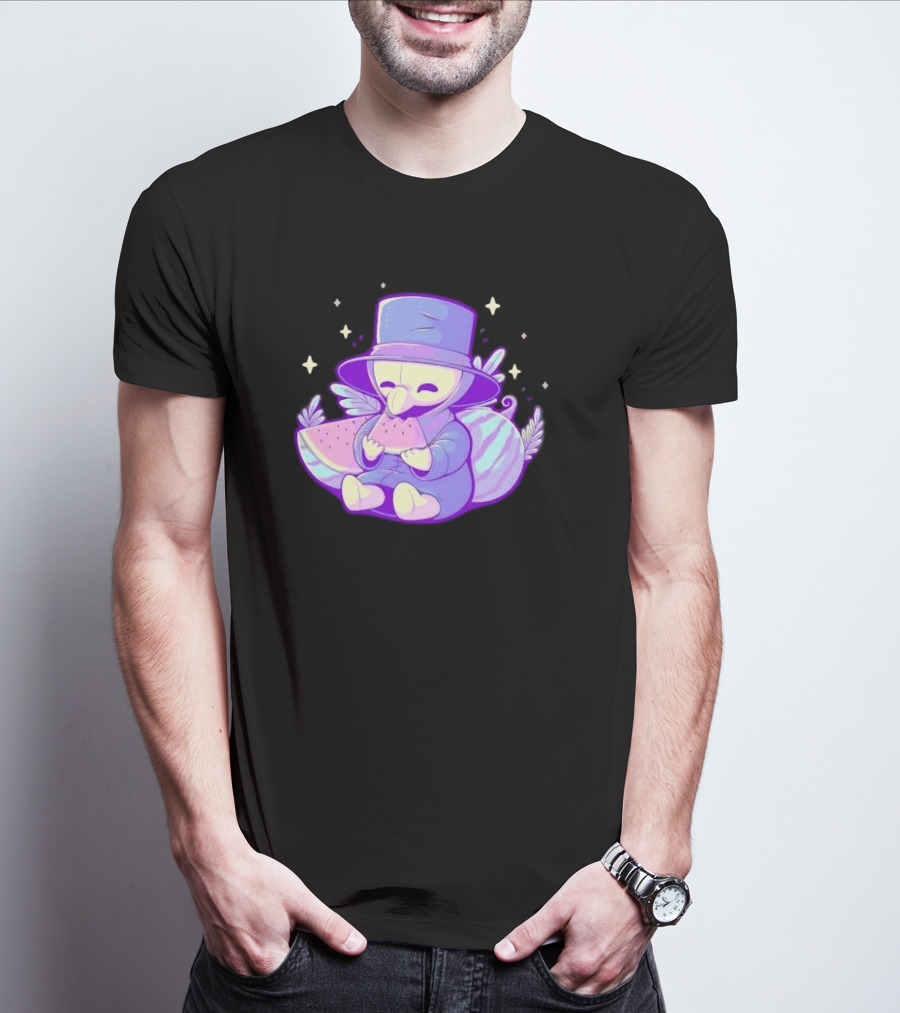 Plague Doctor Eating Watermelon Cute Kawaii T-Shirt