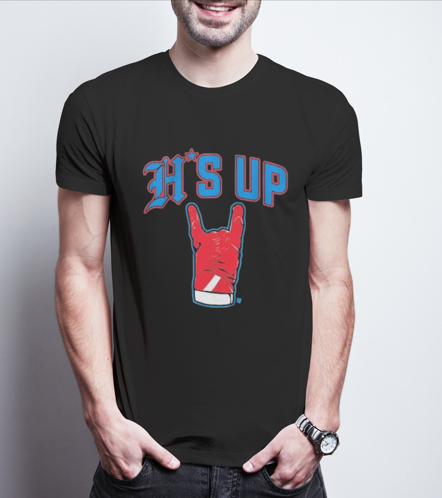 Houston Football H's Up Gesture Red Glove T-Shirt