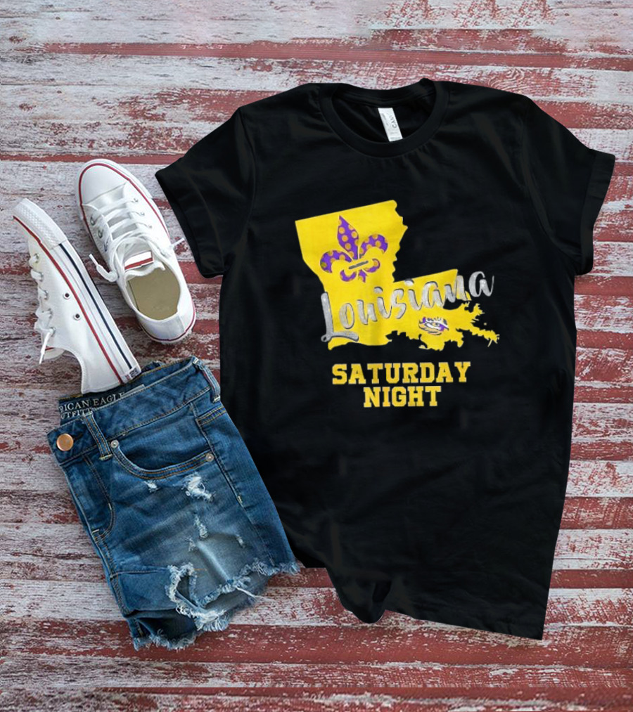Louisiana Saturday Night LSU Tigers Fleur De Lis T-Shirt