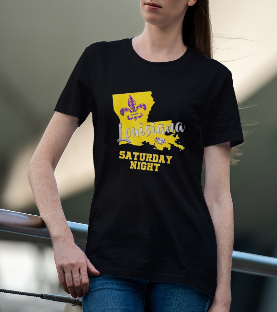 Louisiana Saturday Night LSU Tigers Fleur De Lis T-Shirt