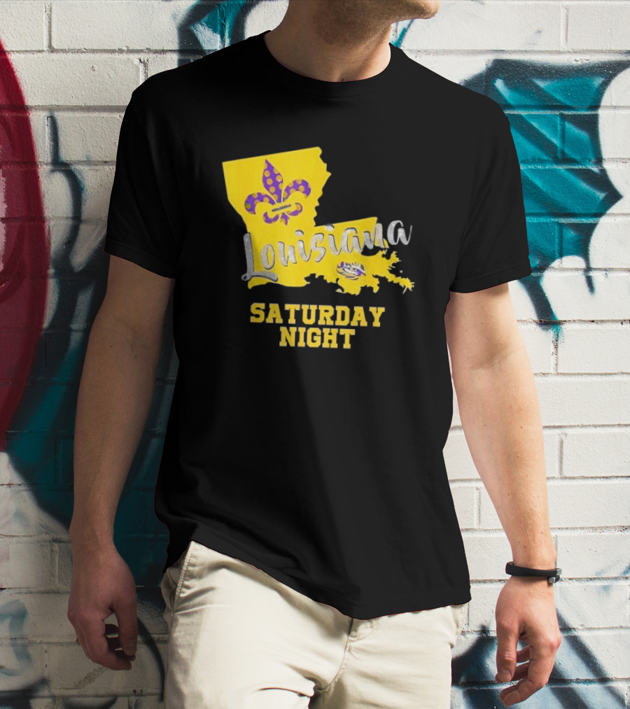 Louisiana Saturday Night LSU Tigers Fleur De Lis T-Shirt