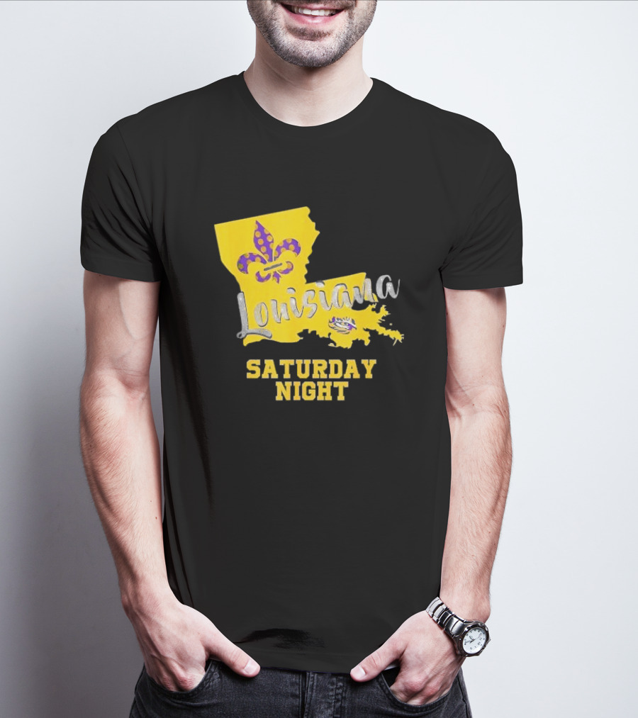 Louisiana Saturday Night LSU Tigers Fleur De Lis T-Shirt