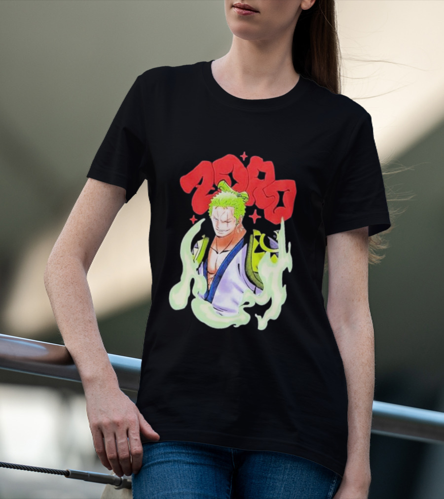 One Piece Zoro Japan Animation Airbrush Style Manga Character T-Shirt