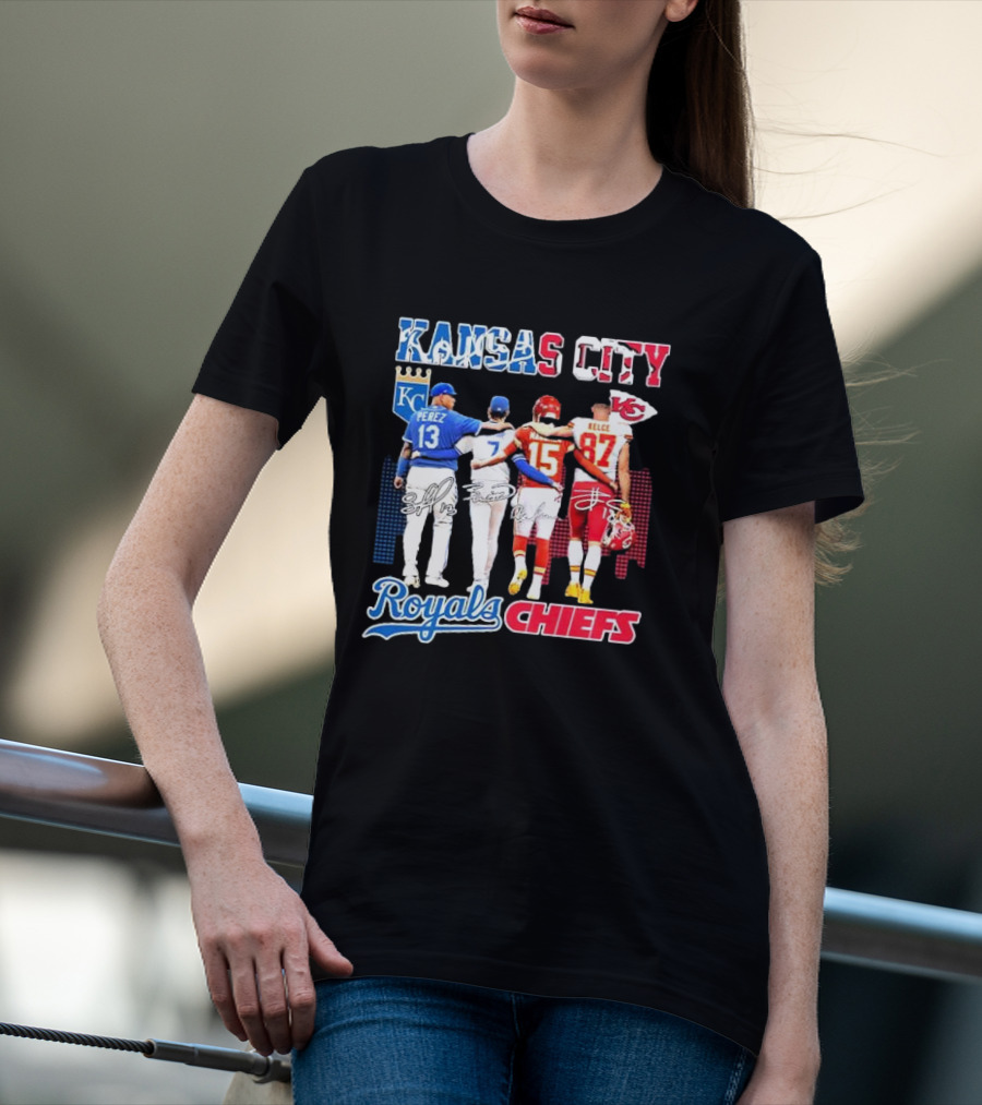 Kansas City Perez Witt Jr Mahomes Kelce Royals Chiefs T-Shirt