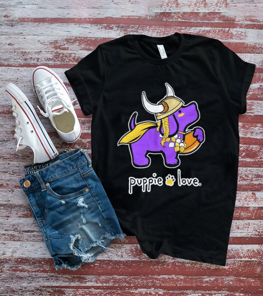Puppie Love Purple And Gold Viking Pup Minnesota Vikings T-Shirt