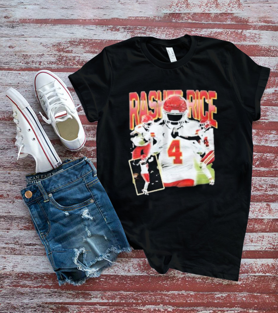 Rashee Rice Football Action 4 Red And White Uniform T-Shirt