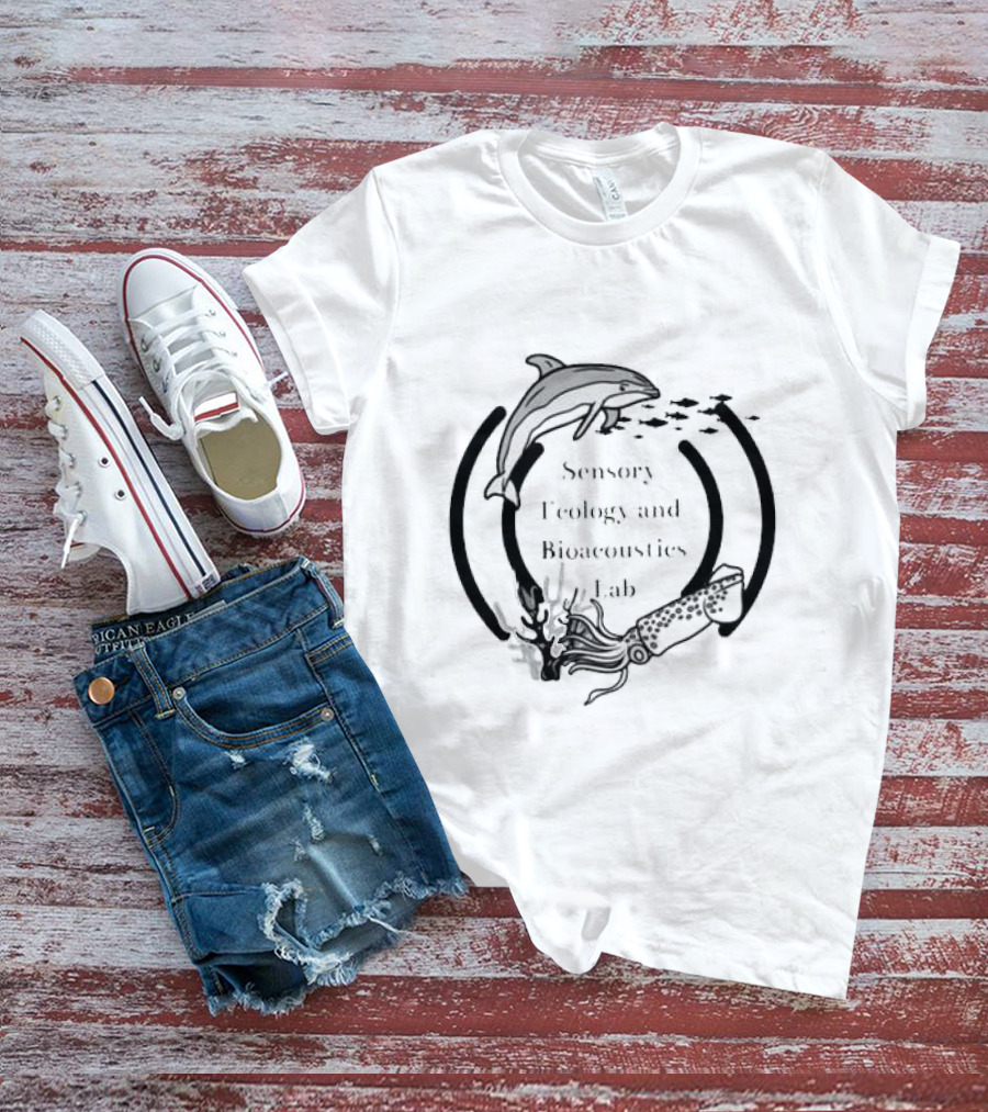 Sensory Ecology And Bioacoustics Lab Research Team Dolphin Squid And Fish Marine Life Study T-Shirt