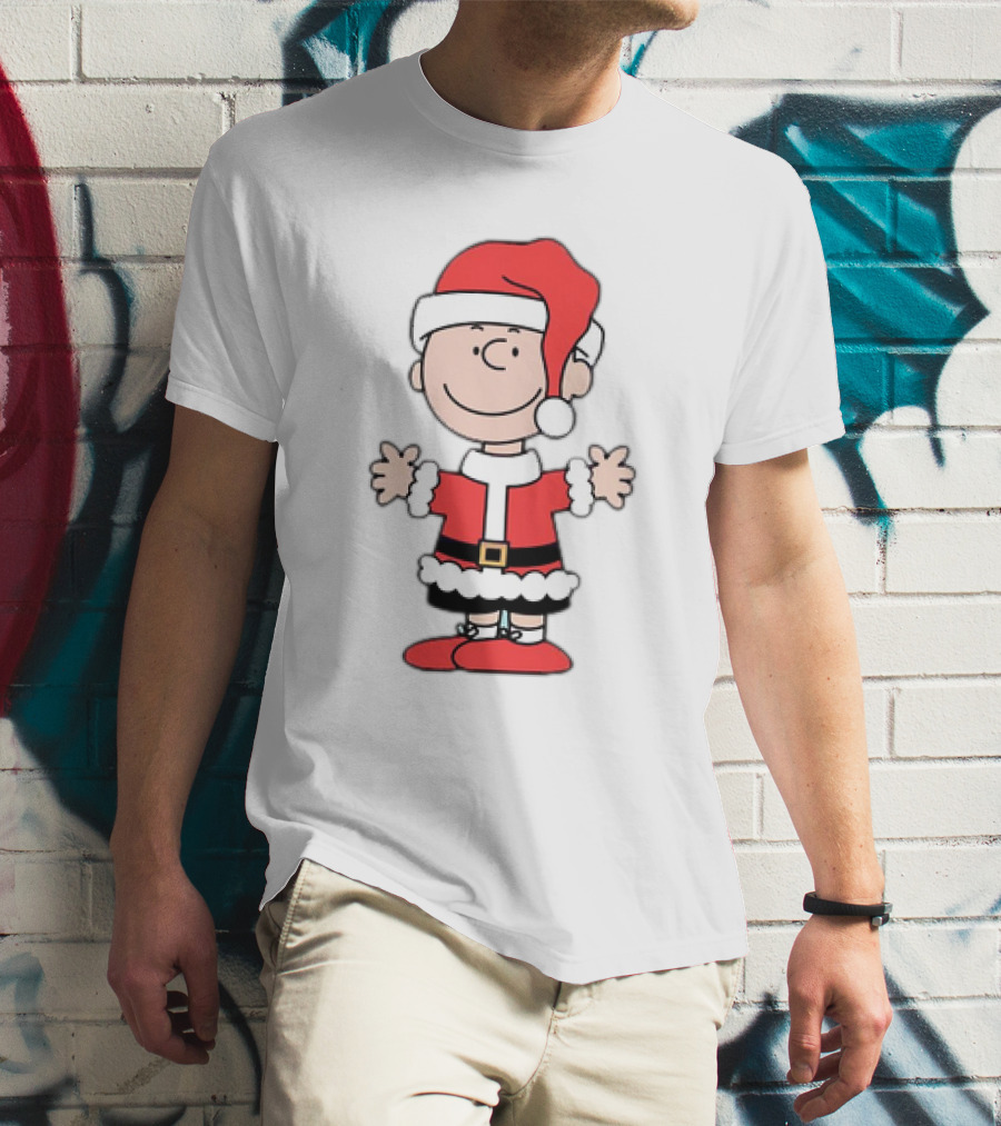 Charlie Brown Peanuts Christmas Santa Hat Holiday T-Shirt