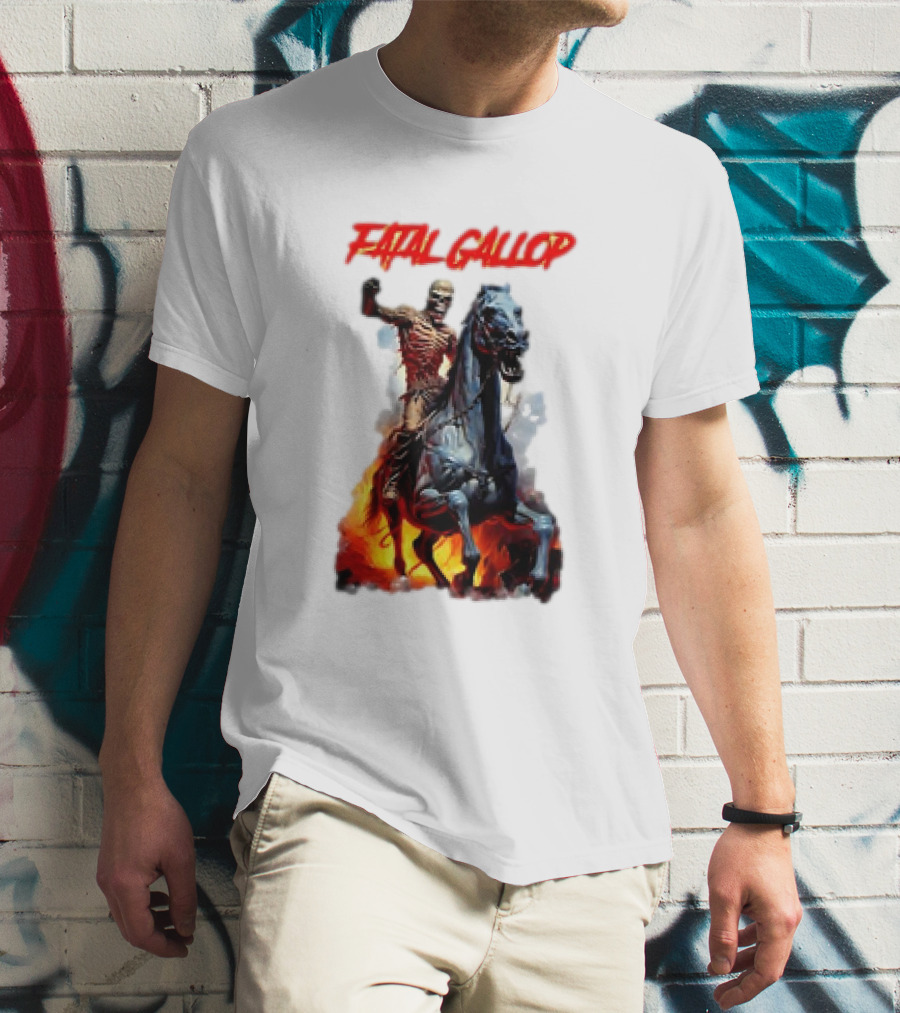 Fatal Gallop Diabolic Fear Black Horror Evil Monster Terror Skeleton Rider Horse Flames T-Shirt