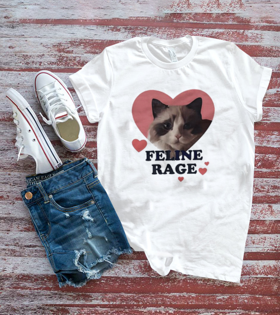 Feline Rage Heart Love Cat T-Shirt
