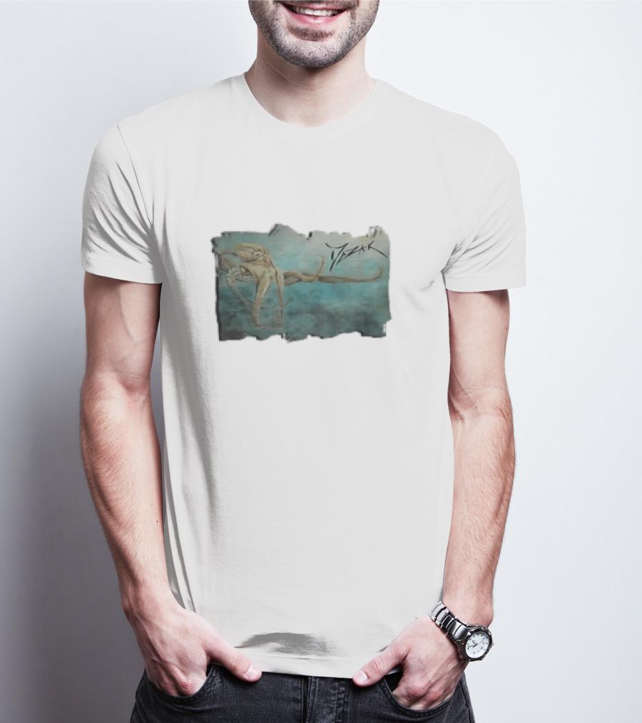 Mezak Art Solitary Octopus Ocean Scene T-Shirt