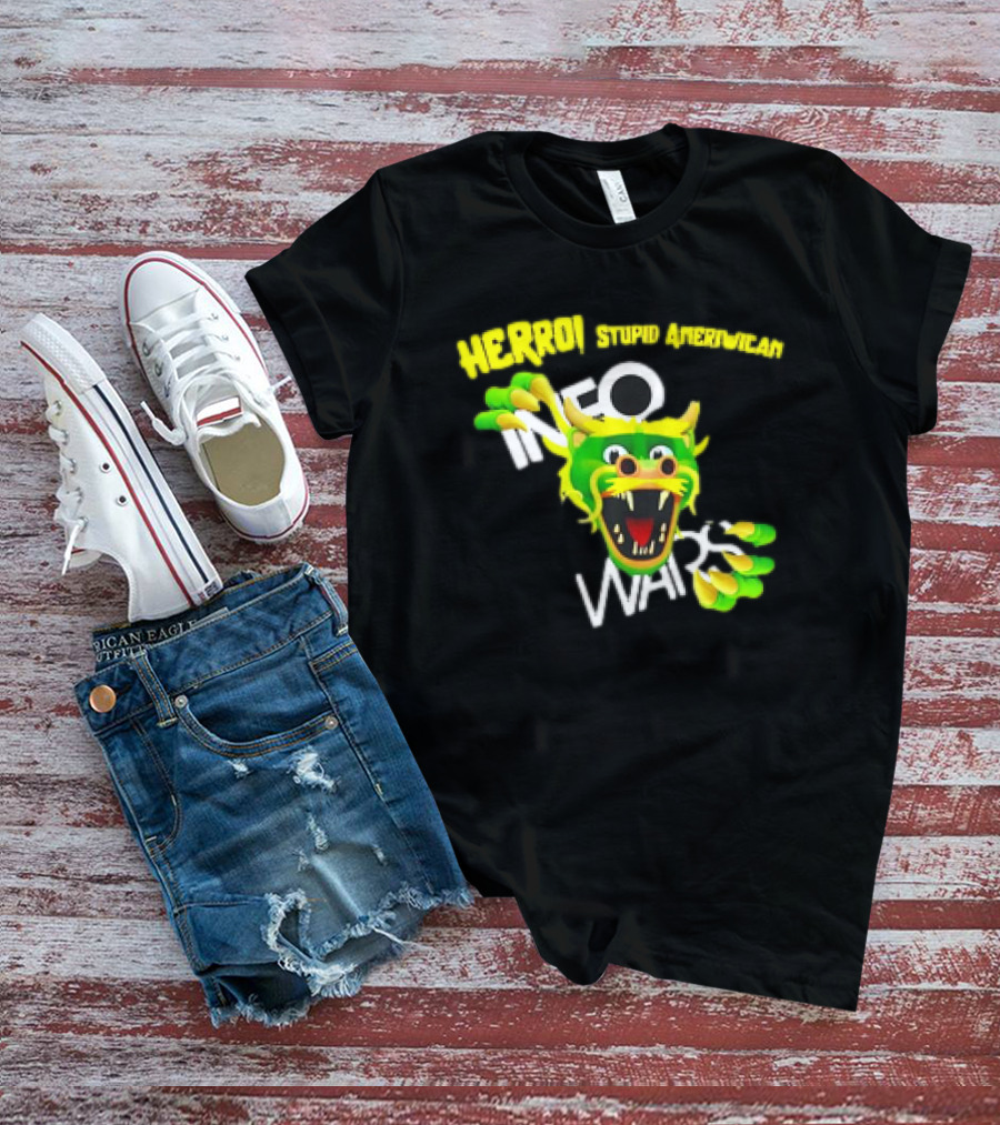 HERROI Stupid American INFO WARS Dragon Face T-Shirt