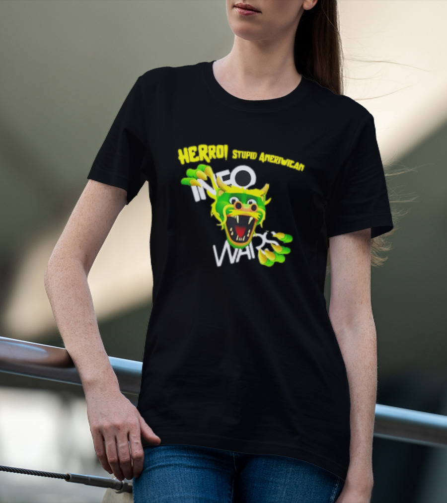 HERROI Stupid American INFO WARS Dragon Face T-Shirt