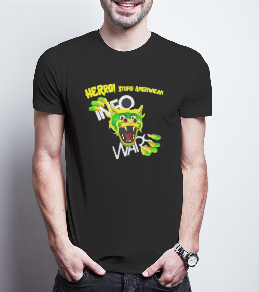 HERROI Stupid American INFO WARS Dragon Face T-Shirt
