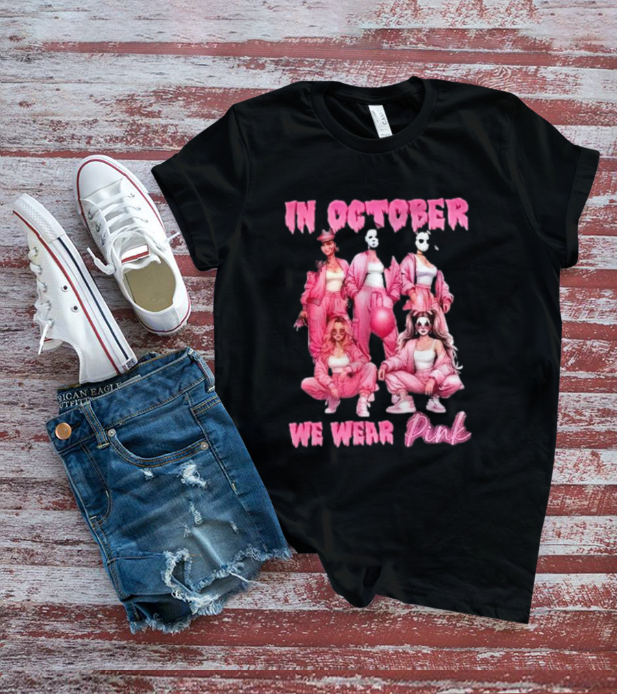 In October We Wear Pink Comadre Crew Horror Movie T-Shirt