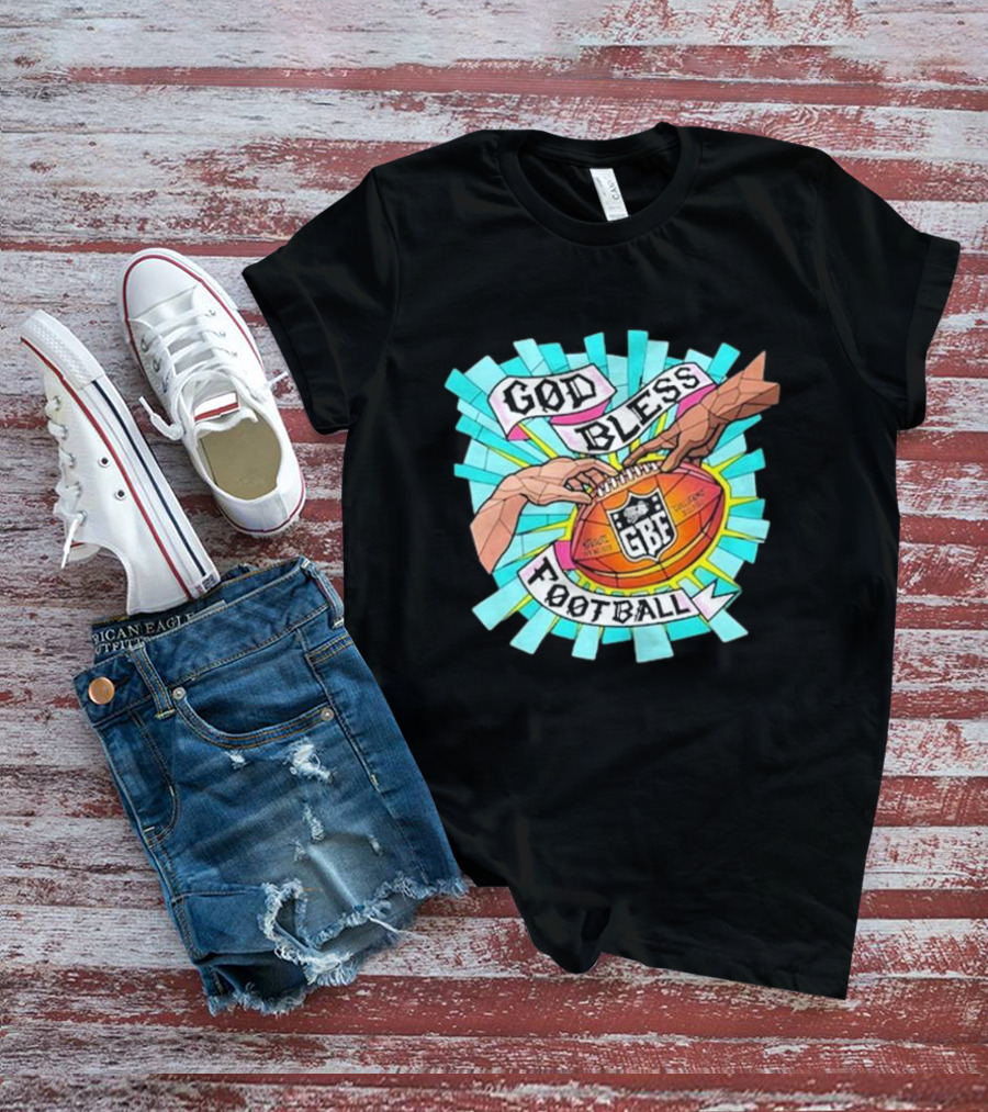 God Bless Football Stained Glass GBF Football Hands Iconic T-Shirt