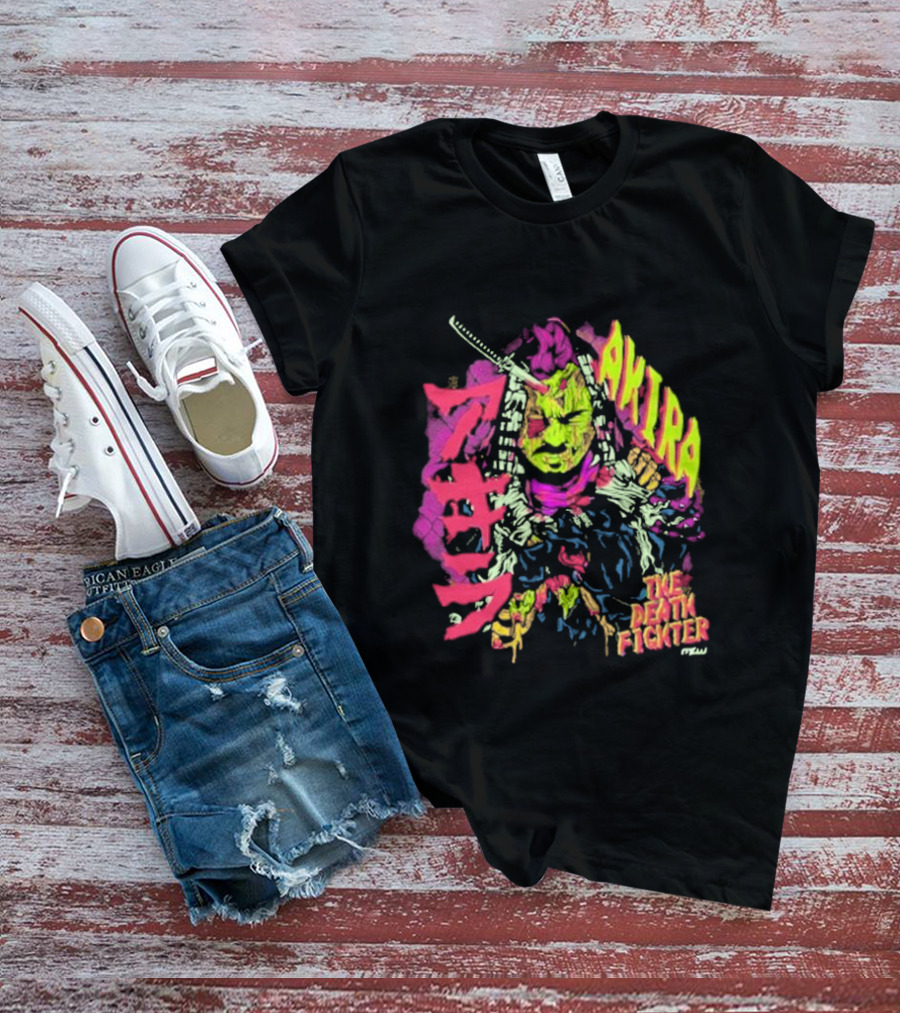 Akira Zombie Samurai Death Fighter In Neon Colors T-Shirt