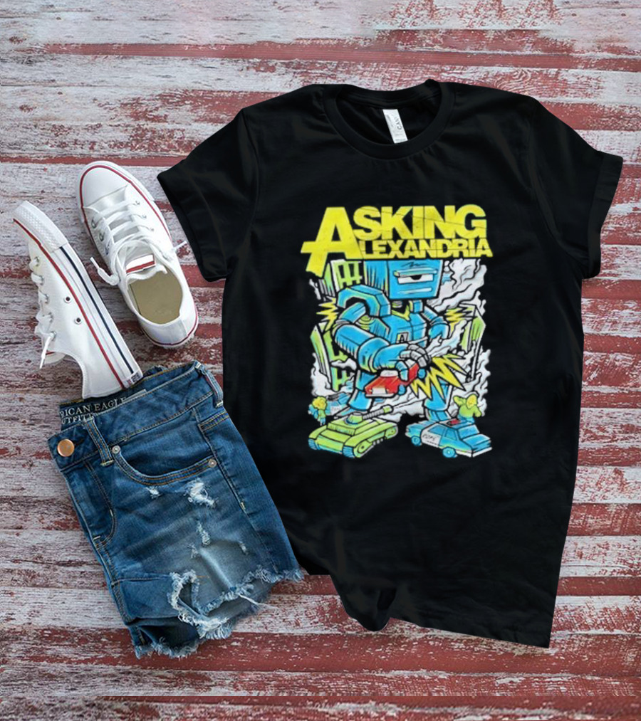 Asking Alexandria Killer Robot Blue And Green Electric Mech T-Shirt