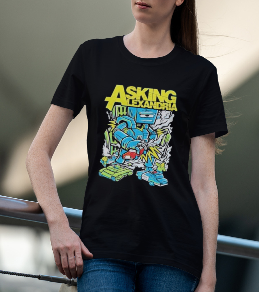 Asking Alexandria Killer Robot Blue And Green Electric Mech T-Shirt