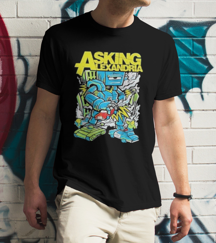 Asking Alexandria Killer Robot Blue And Green Electric Mech T-Shirt