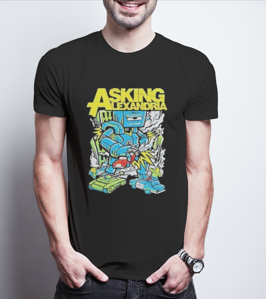 Asking Alexandria Killer Robot Blue And Green Electric Mech T-Shirt