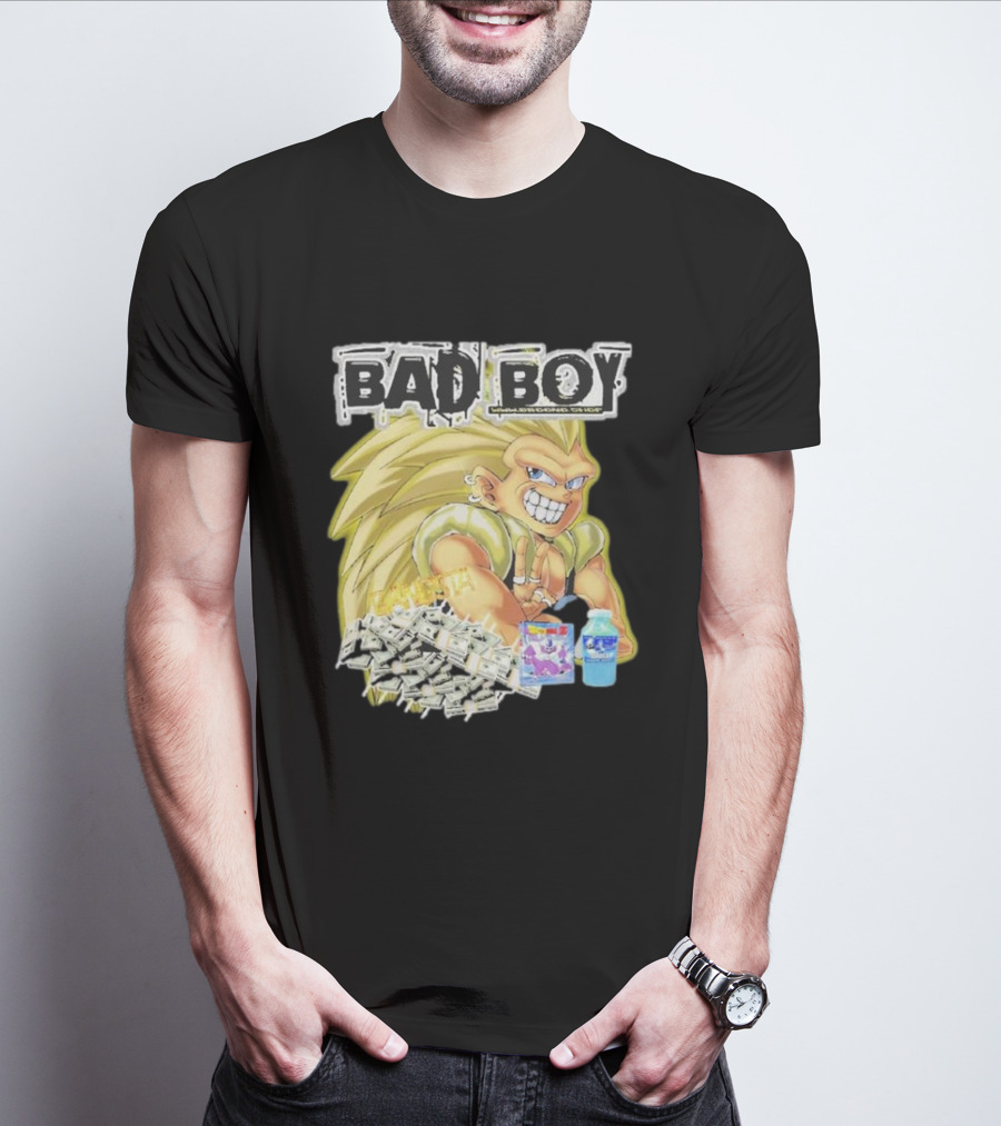 BAD BOY Sparking 2 Gotenks With Money And Blue Drink T-Shirt