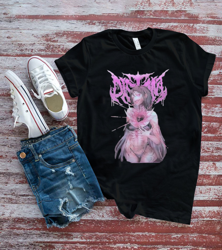 Distant Pink Anime Character With Heart Tattoo T-Shirt