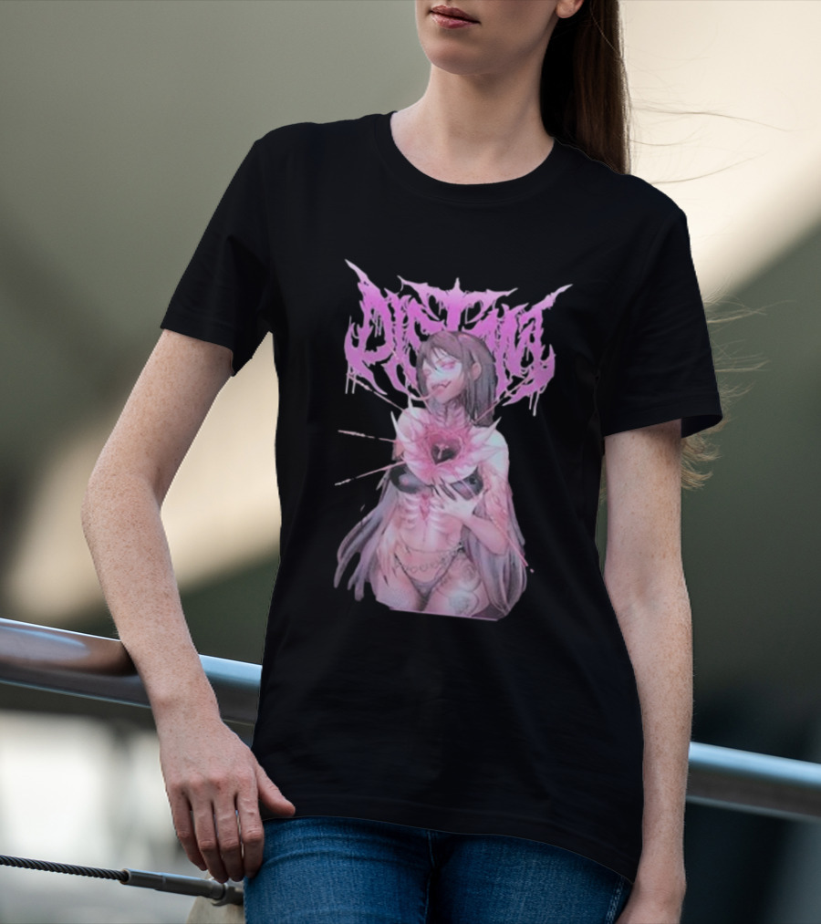 Distant Pink Anime Character With Heart Tattoo T-Shirt