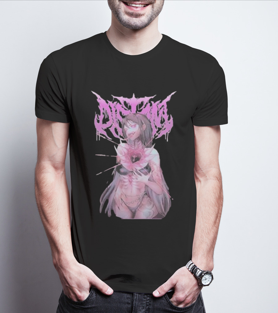 Distant Pink Anime Character With Heart Tattoo T-Shirt