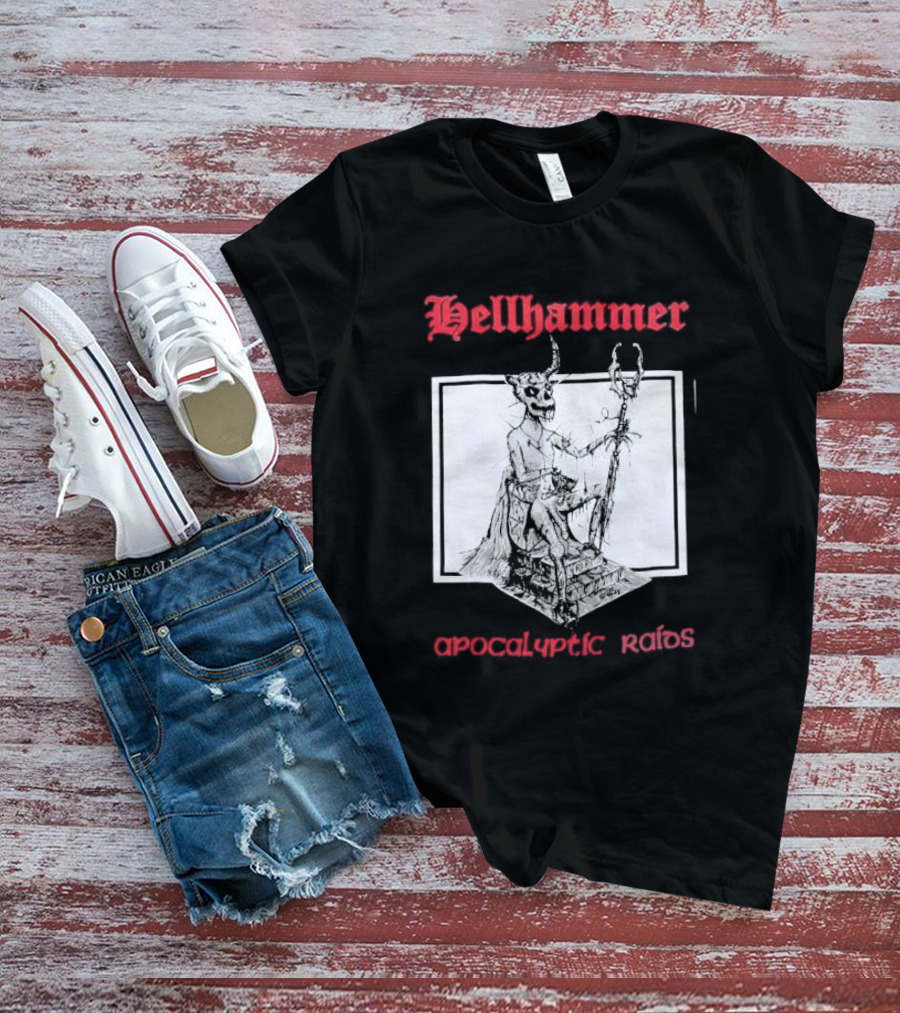 Hellhammer Apocalyptic Raids Horned Figure With Runes T-Shirt