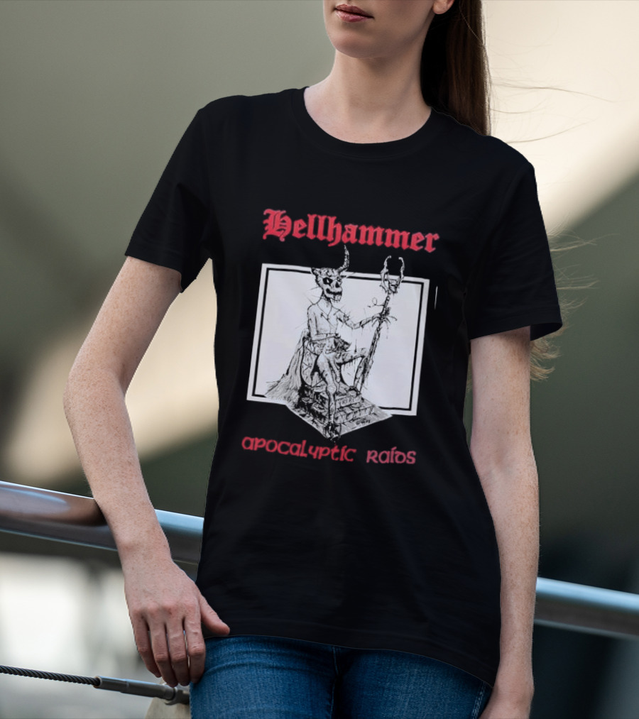 Hellhammer Apocalyptic Raids Horned Figure With Runes T-Shirt