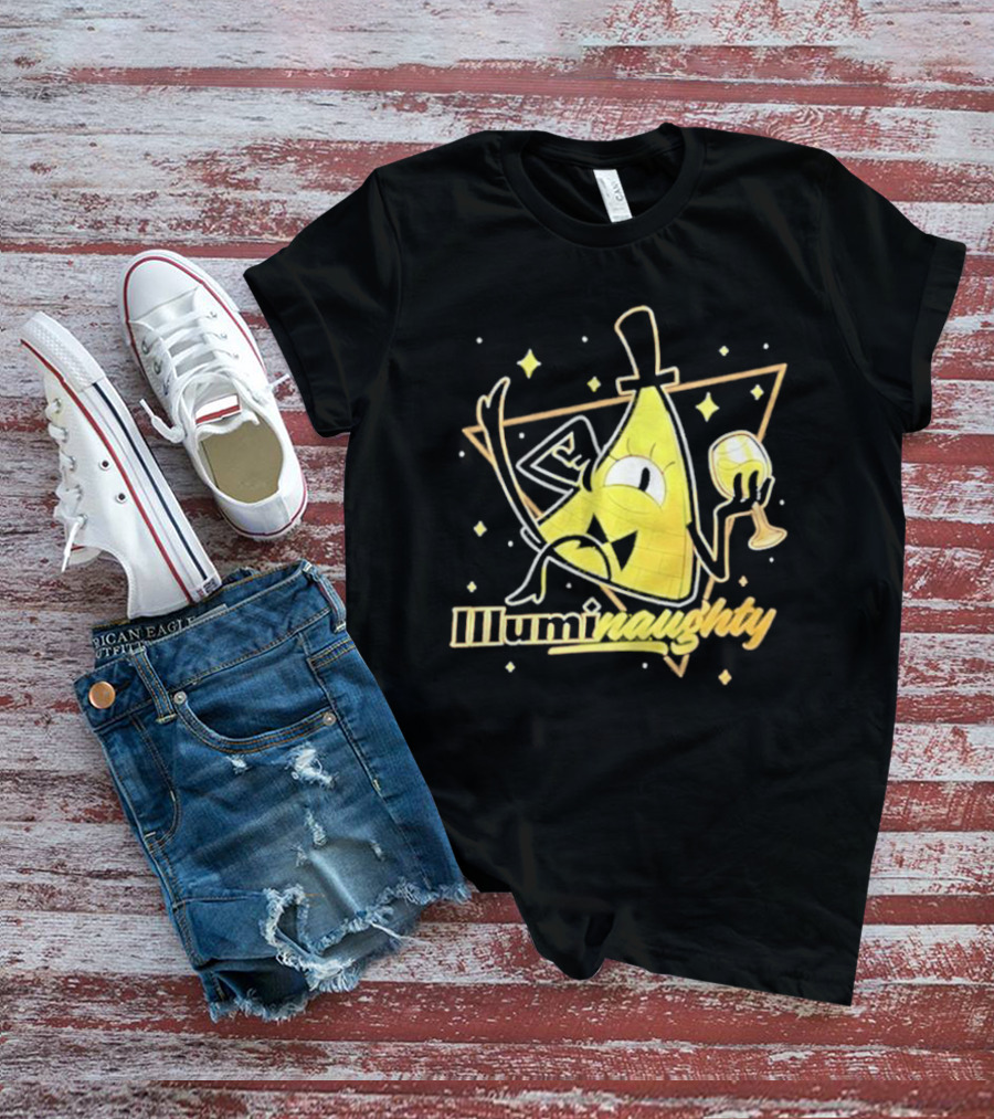 Illuminati Illuminaughty Triangle Cartoon With Wine Glass T-Shirt