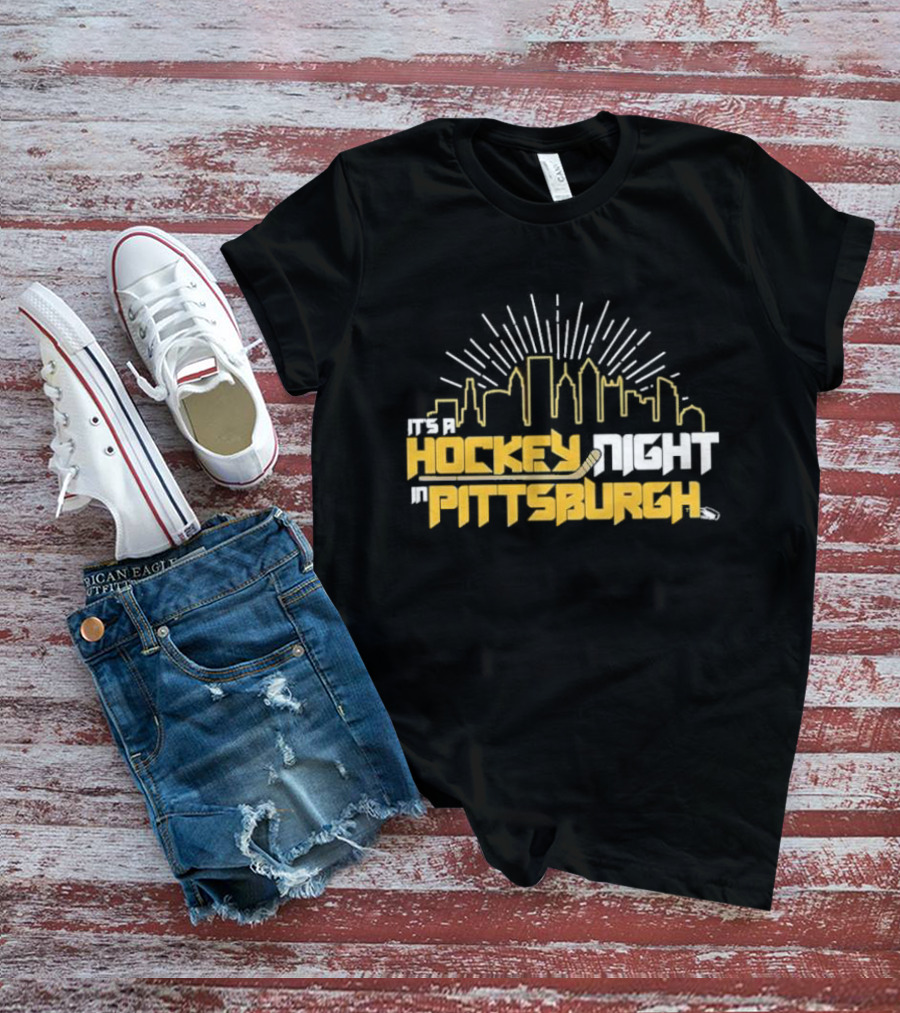 It's A Hockey Night In Pittsburgh Yinz Skyline T-Shirt