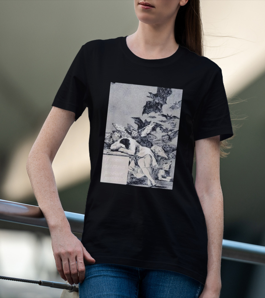 Francisco Goya The Sleep Of Reason Produces Monsters Artwork Scene With Bats And Owls T-Shirt