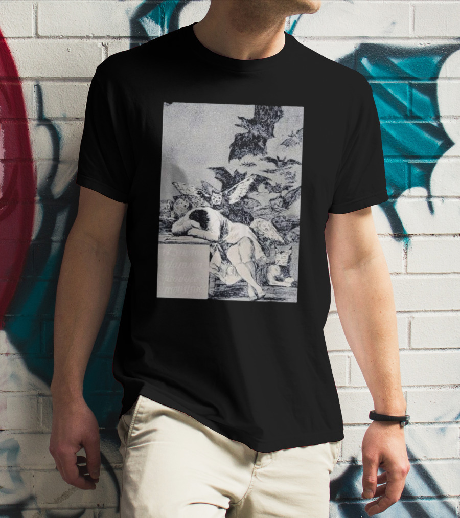 Francisco Goya The Sleep Of Reason Produces Monsters Artwork Scene With Bats And Owls T-Shirt