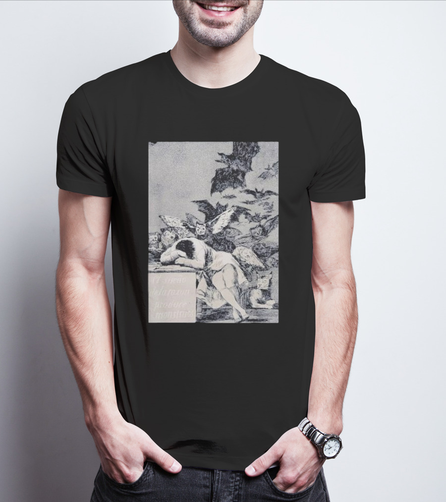 Francisco Goya The Sleep Of Reason Produces Monsters Artwork Scene With Bats And Owls T-Shirt