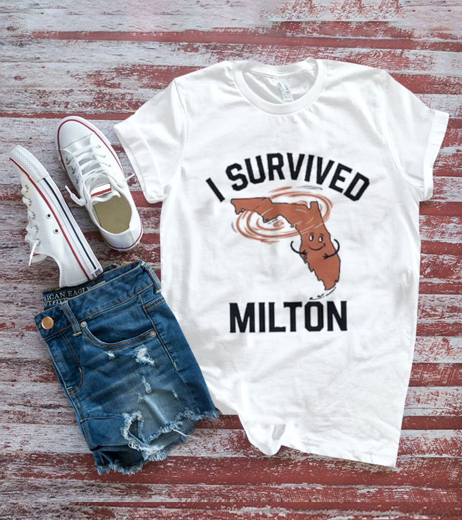 I Survived Milton Florida Super Storm Swirling Cartoon Map T-Shirt
