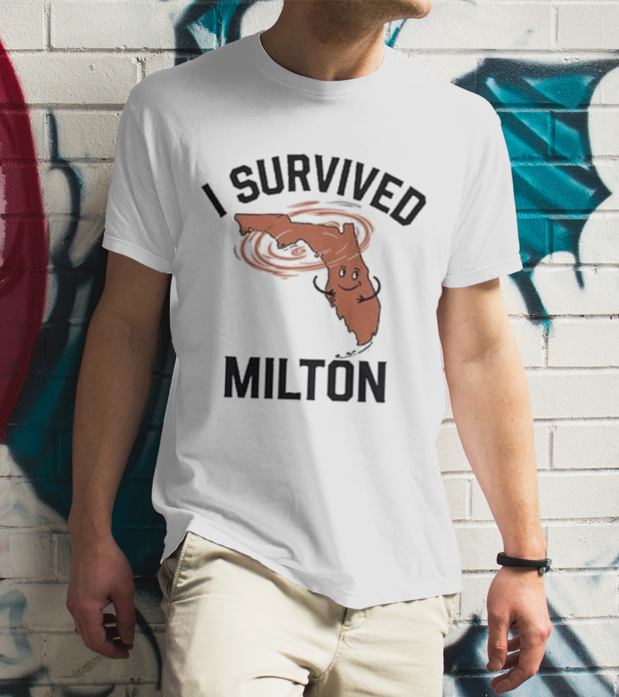 I Survived Milton Florida Super Storm Swirling Cartoon Map T-Shirt