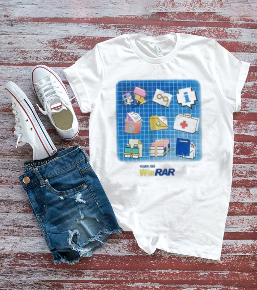 WinRAR Software Update Icon Grid With Colorful Symbols T-Shirt