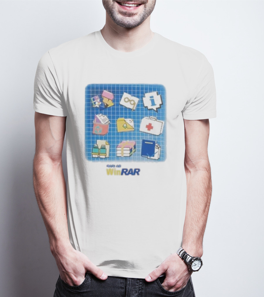 WinRAR Software Update Icon Grid With Colorful Symbols T-Shirt