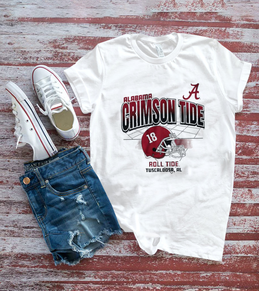 Alabama Crimson Tide Roll Tide Tuscaloosa AL Helmet 18 Football Grid T-Shirt