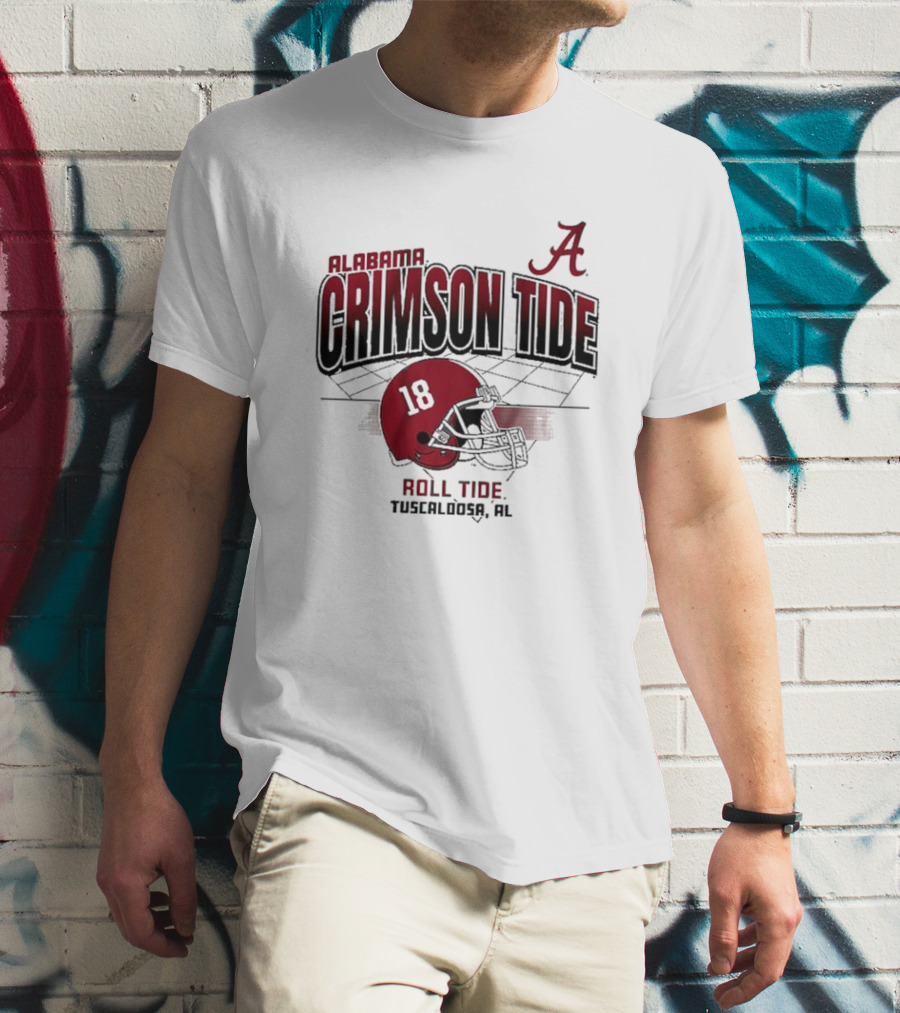 Alabama Crimson Tide Roll Tide Tuscaloosa AL Helmet 18 Football Grid T-Shirt