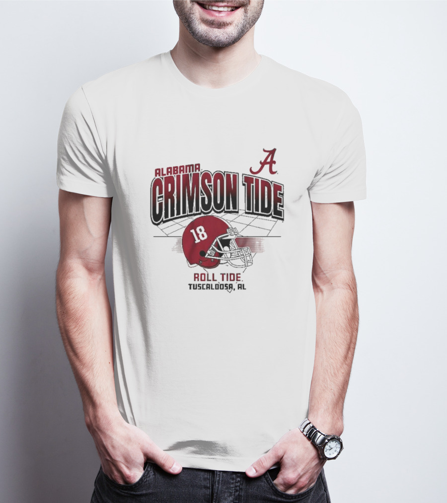 Alabama Crimson Tide Roll Tide Tuscaloosa AL Helmet 18 Football Grid T-Shirt