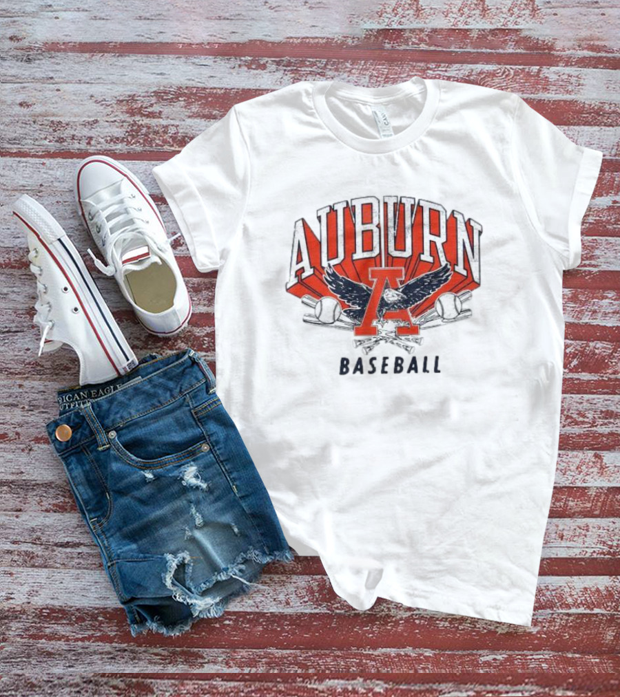 Auburn University Baseball Eagle Logo With Bats And Baseballs T-Shirt