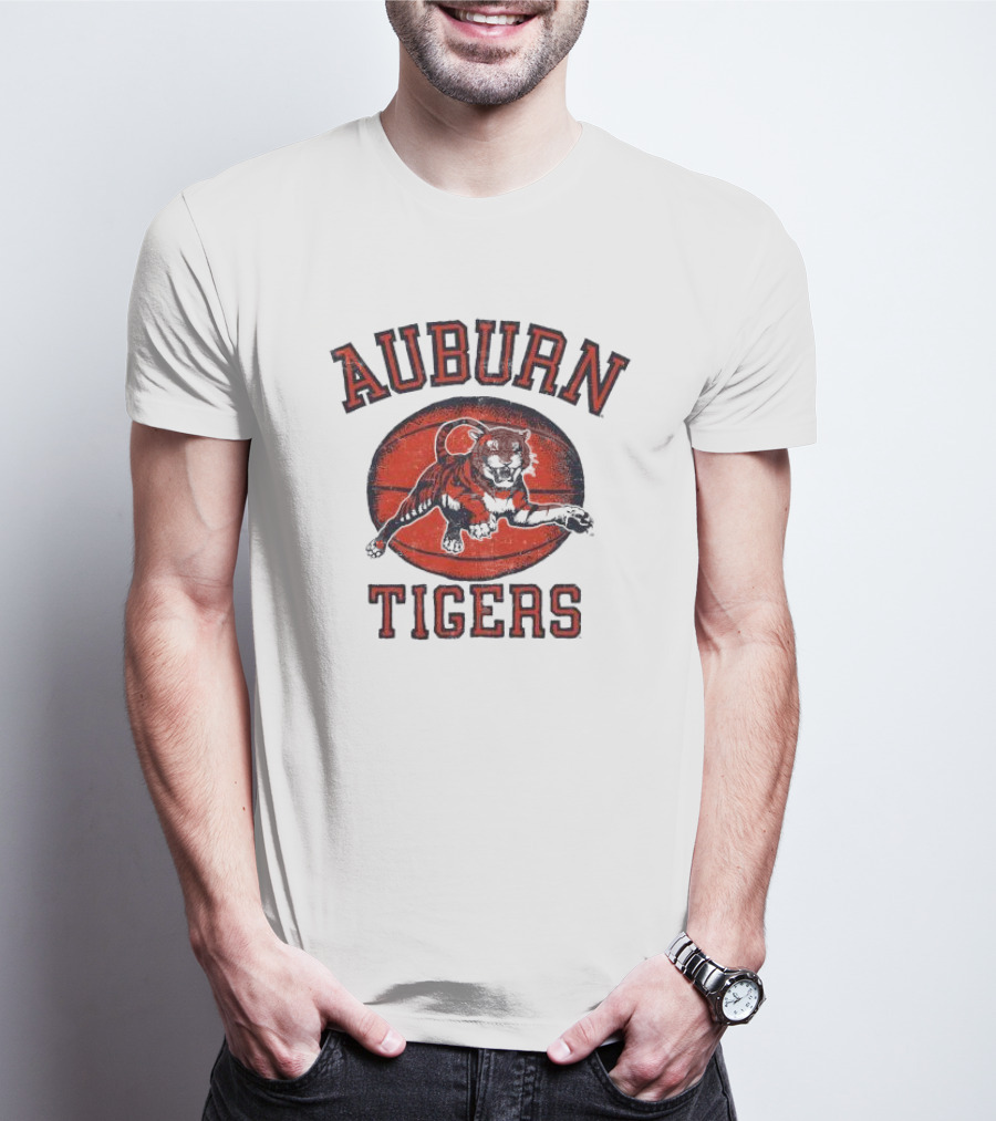 Auburn Tigers Vintage Basketball Tiger Ball T-Shirt