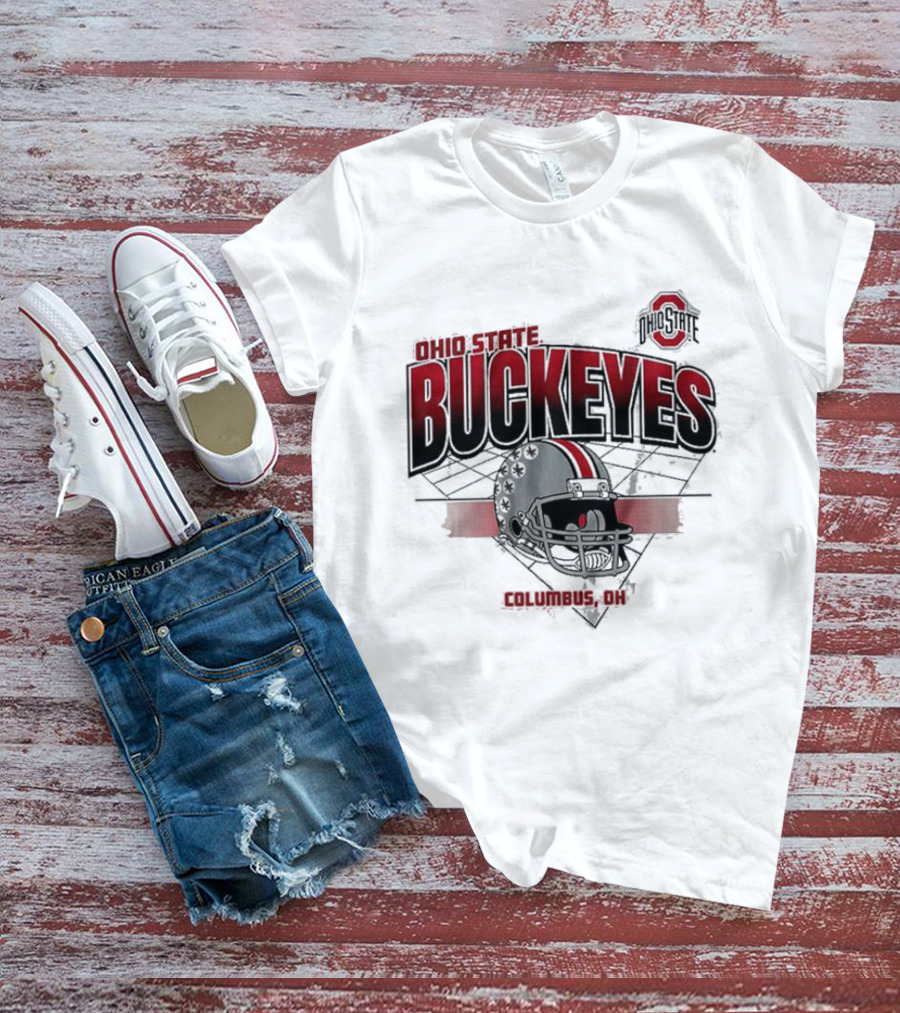 Ohio State Buckeyes Football Helmet Columbus OH Grid T-Shirt