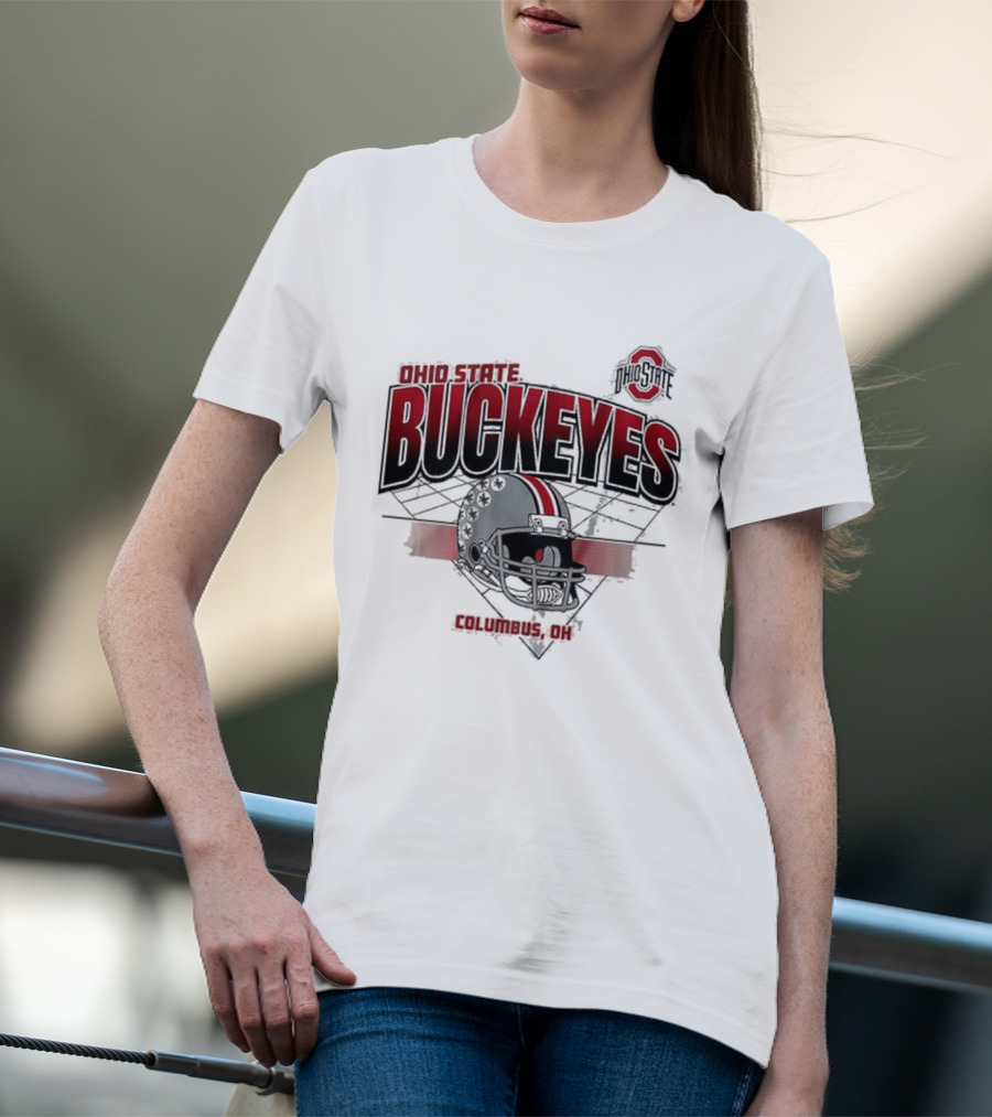 Ohio State Buckeyes Football Helmet Columbus OH Grid T-Shirt