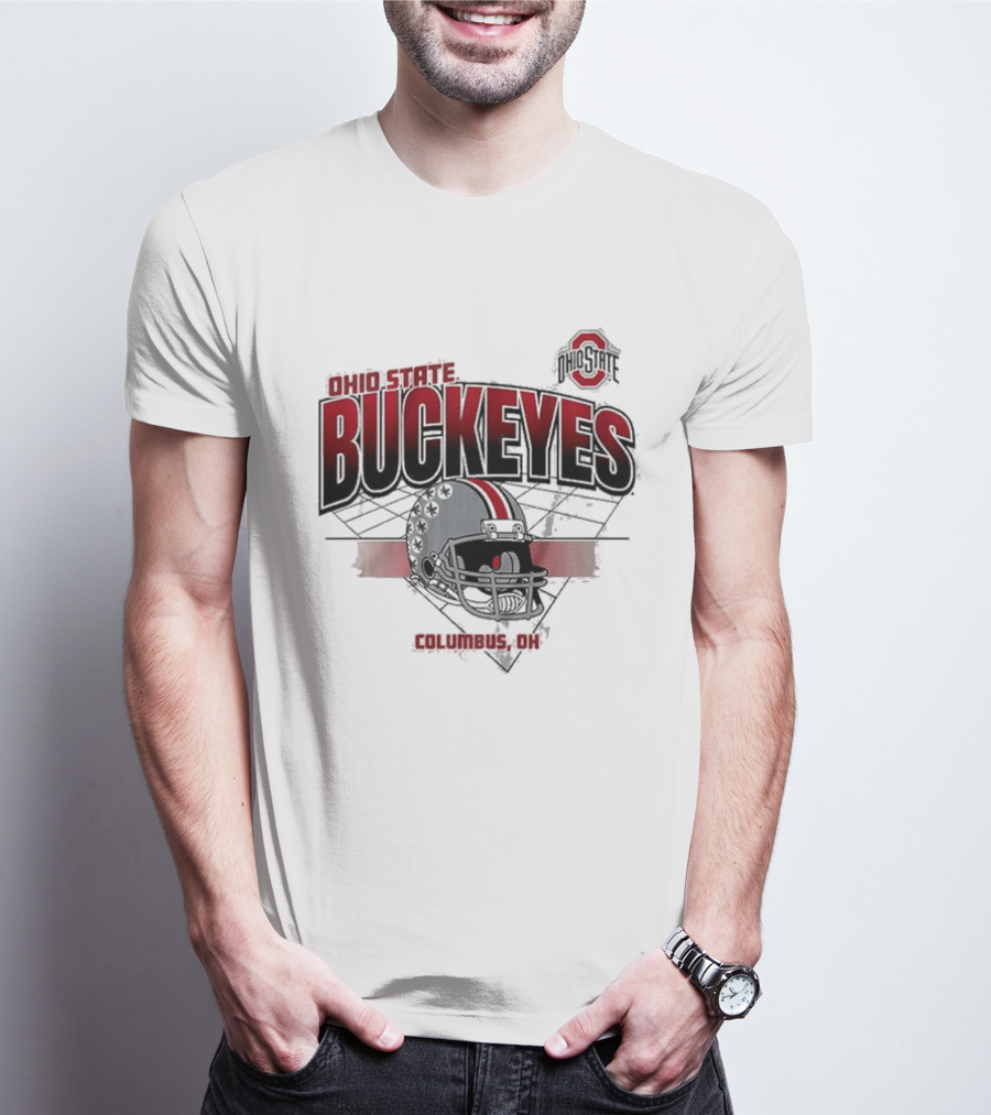 Ohio State Buckeyes Football Helmet Columbus OH Grid T-Shirt